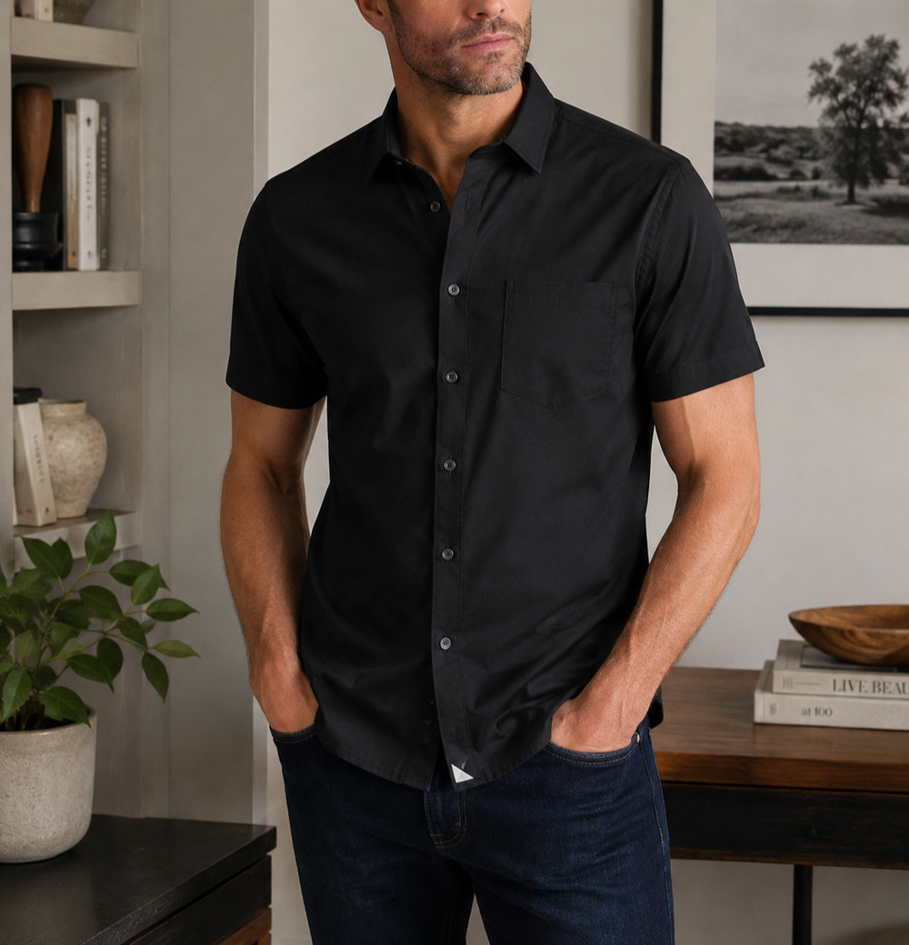 UNTUCKit Gironde Performance Short Sleeve Shirt Black XL NWOT Stretch